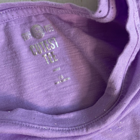 SO Lilac Purple Hi-Lo Scoop Neck Silver Glitter Dotted Basic Cutest Tee Shirt - Picture 3 of 4